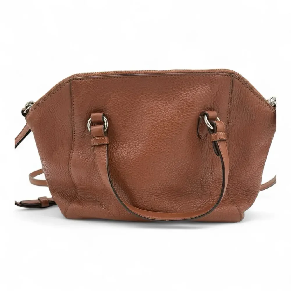 COACH Crossbody Shoulder Bag Brown Pebble Leather Black Hangtag